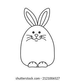 Cute vector easter bunny. Outline drawn in doodle style. Icon, postcard, Pet shop logo, food label
