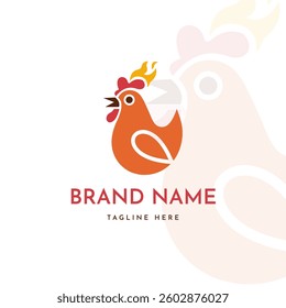 Cute vector easter card with cartoon chicken and pink floral decoration