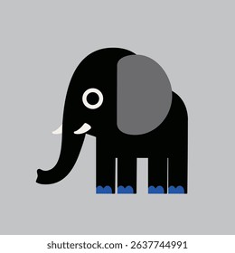 Cute vector elephant with big eyes, simple design, great for kids' projects and decor.