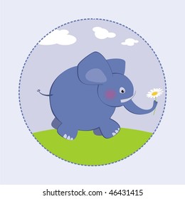 cute vector elephant with flower