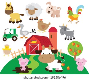 Cute vector farm  illustration