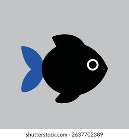 Cute vector fish with big eyes, simple design, great for kids' projects and decor.