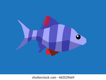 Cute vector fish cartoon. Flat icon