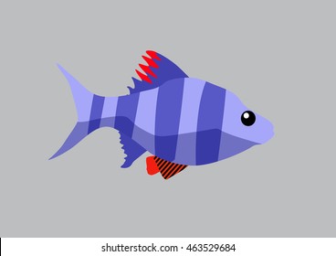 Cute vector fish cartoon. Flat icon