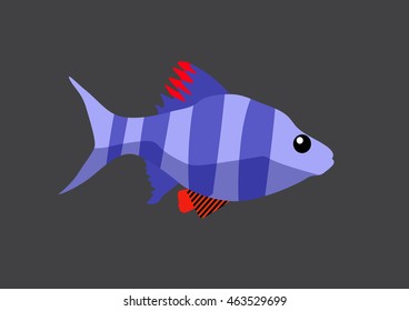 Cute vector fish cartoon. Flat icon