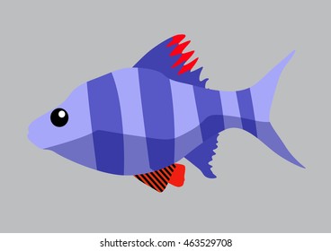 Cute vector fish cartoon. Flat icon