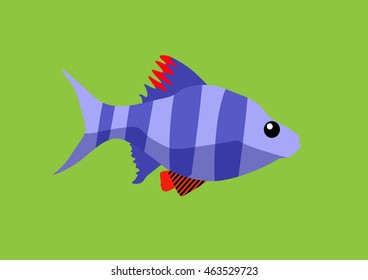 Cute vector fish cartoon. Flat icon