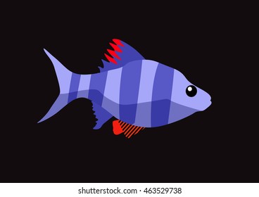 Cute vector fish cartoon. Flat icon