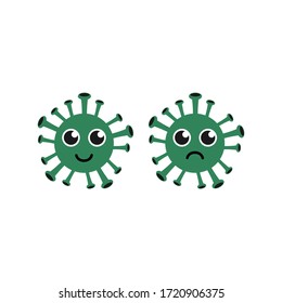 Cute Vector Flat Design Illustration of Corona Virus or Covid-19. Vector EPS