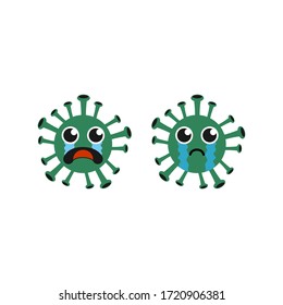 Cute Vector Flat Design Illustration of Corona Virus or Covid-19. Vector EPS