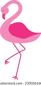 Flamingo plano vector lindo. Foto infantil con pájaro rosado. Fondo aislado