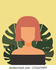 Ilustración de un lindo retrato vectorial de chica plana