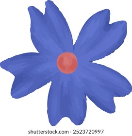 cute vector, flat illustration of blue and purple petal flowers, seamless pattern design