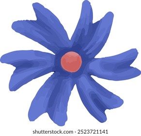 cute vector, flat illustration of blue and purple petal flowers, seamless pattern design