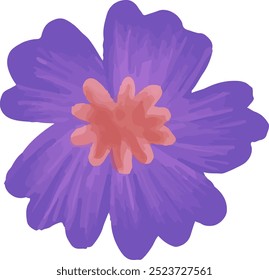 cute vector, flat illustration of blue and purple petal flowers, seamless pattern design