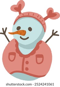 cute vector flat illustration of Christmas cozy warm stylish snowman outfit