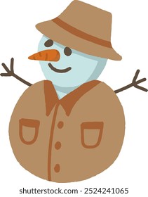 cute vector flat illustration of Christmas cozy warm stylish snowman outfit
