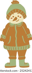 ilustração plana vetor bonito do boneco de neve acolhedor de Natal, design de padrão sem emenda	