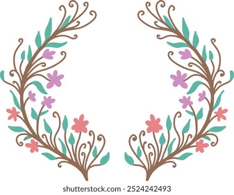 cute vector flat illustration of flower floral ornament for decoration clip art