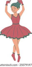 cute vector, flat illustration style of pink green ballet ballerina, seamless pattern for wallpaper design