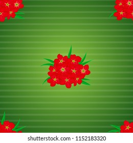 Cute vector floral background. Cosmos flowers seamless pattern in green, red and pink colors.