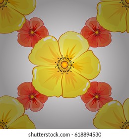 Cute vector floral background. Cosmos flowers seamless pattern on a white background.
