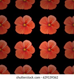 Cute vector floral background. Cosmos flowers seamless pattern on a black background.