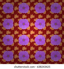 Cute vector floral background. Cosmos flowers seamless pattern on a red background.