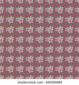 Cute vector floral background. Flowers seamless pattern in pink and yellow colors.