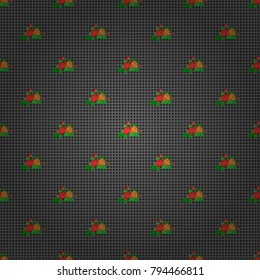 Cute vector floral background. Rose flowers seamless pattern in orange, gray and green colors.