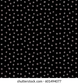 Cute vector Floral pattern in the small flower. Seamless pattern in gray and red colors on a black background.