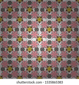 Cute vector floral seamless pattern in the small flower. Seamless hand-drawn texture in white, pink and brown colors. Vector illustration.