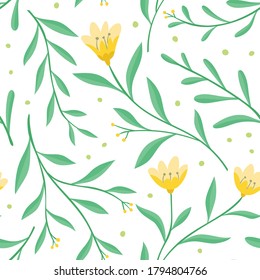 Cute vector floral seamless pattern. Colorful flowers background. Trendy repeat texture for fashion print, wallpaper or fabric.