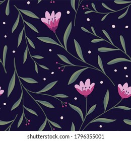 Patrón suave de vectores florales. Flores de colores. Textura de repetición de moda para la impresión de moda, papel pintado o tela.