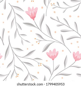 Cute vector floral seamless pattern. Colorful flowers background. Trendy repeat texture for fashion print, wallpaper or fabric.