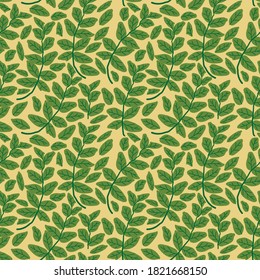 Cute vector floral seamless pattern. Colorful leaves background. Trendy repeat texture for fashion print, wallpaper or fabric.