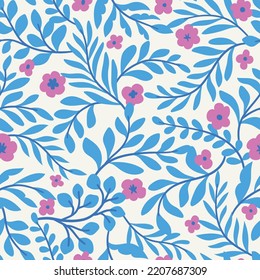 Cute vector floral seamless pattern. Colorful flowers background. Trendy repeat texture for fashion print, wallpaper or fabric.