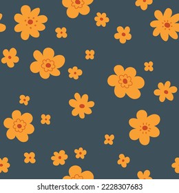Cute vector floral seamless pattern. Colorful flowers background. Trendy repeat texture for fashion print, wallpaper or fabric.