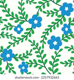 Cute vector floral seamless pattern. Colorful flowers background. Trendy repeat texture for fashion print, wallpaper or fabric.