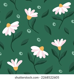 Cute vector floral seamless pattern. Colorful flowers background. Trendy repeat texture for fashion print, wallpaper or fabric.