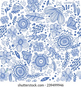 Cute vector floral seamless pattern.