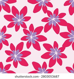 Cute vector floral seamless pattern. Colorful flowers background. Trendy repeat texture for fashion print, wallpaper or fabric
