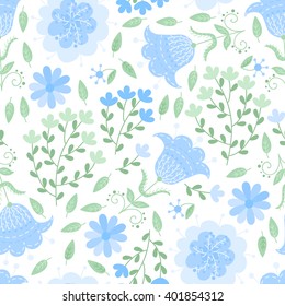 Cute vector floral seamless pattern of flowers.
