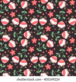 Cute vector floral seamless pattern of flowers.