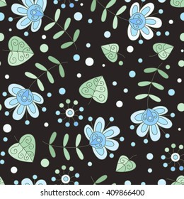 Cute vector floral seamless pattern of flowers. 