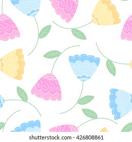 Cute vector floral seamless pattern of flowers.