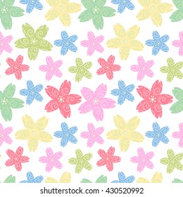 Cute vector floral seamless pattern of flowers.