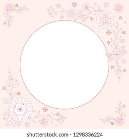 Cute vector flower frame. Decorative original frame. Original flower frame template.