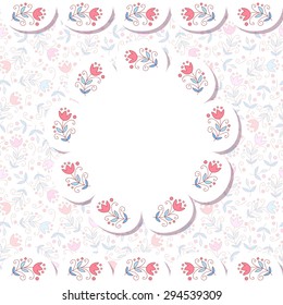 Cute vector flower photo frame. Baby shower card. Scrapbook elements. Vector illustration.