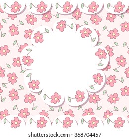 Cute vector flower photo frame. Baby shower card. Scrapbook elements. Vector sweet illustration. Simple greeting card.